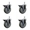 Service Caster 5'' Gray Poly Swivel 7/16'' Grip Ring Stem Caster Set with Brake, 4PK SCC-GR20S514-PPUB-PLB-716138-4 - alternate 1
